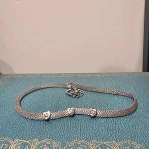 Vintage Y2K Mesh Silvertone Choker Necklace